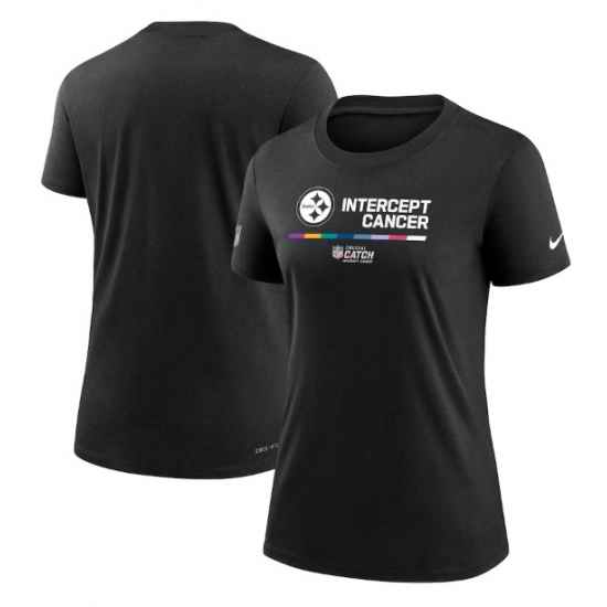 Women Pittsburgh Steelers 2022 Black Crucial Catch Performance T Shirt